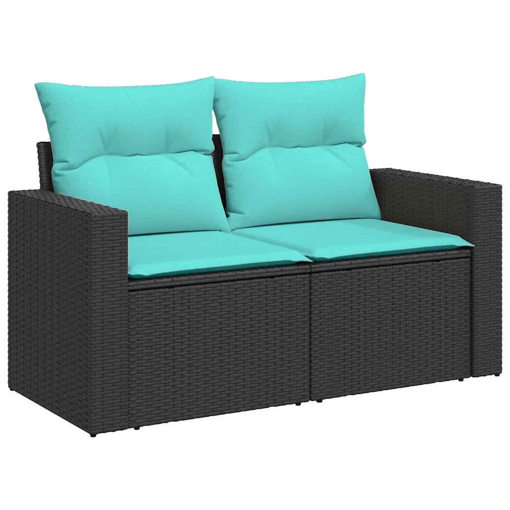 Set Divano da Giardino 6 pz con Cuscini Nero in Polyrattan 3325373