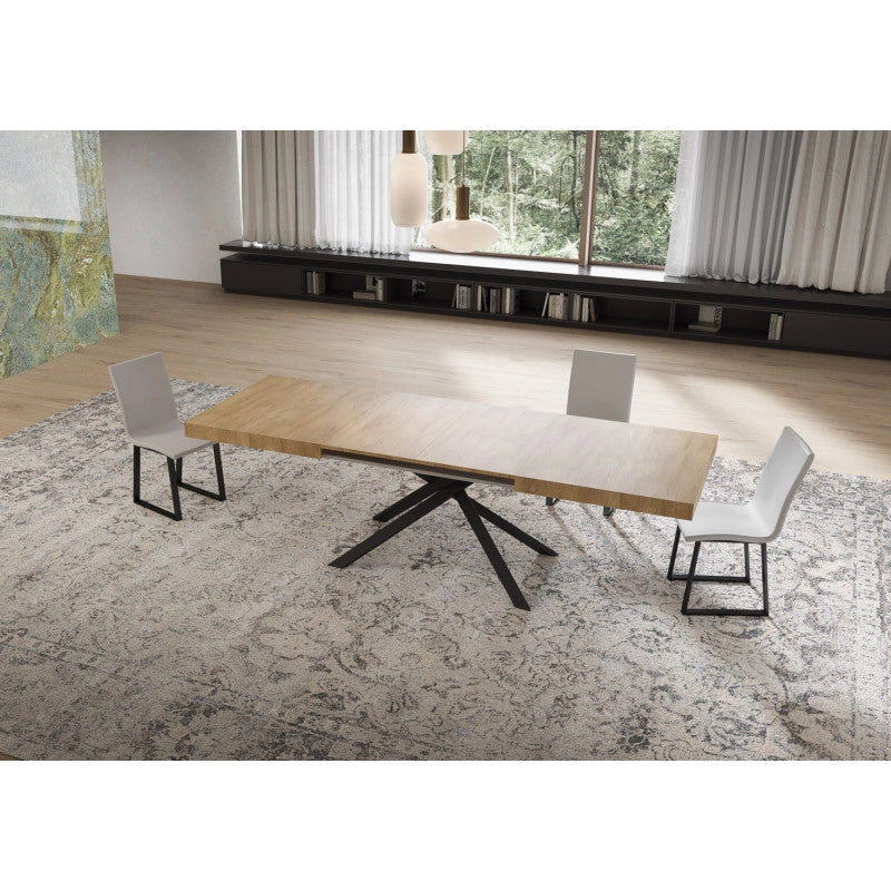 Tavolo allungabile 160/244x80 cm Niket telaio Antracite - Noce