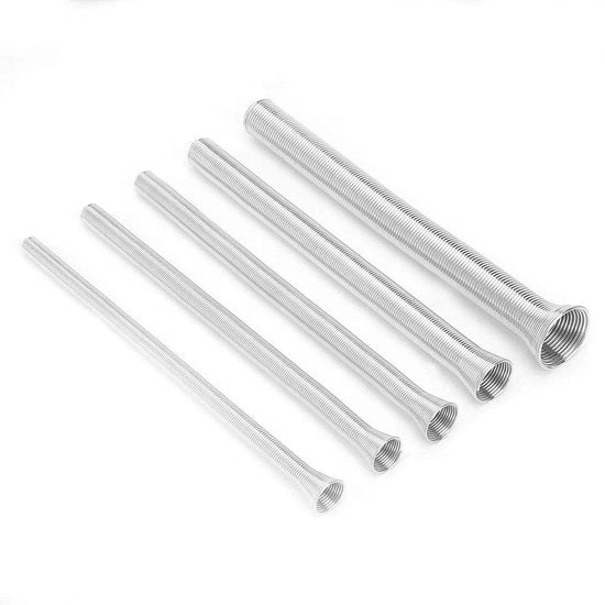 Set di attrezzi per buiole in acciaio - 5 pezzi - Super elastico - Adatto per tubi di rame/aluminium/tubi di acciaio inossidabile sottile - Anello in acciaio di alta qualità - Lunghezza 21 cm - Bocchetta per tubi
