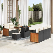Set Divano da Giardino 10 pcs Nero e Crema polyrattan