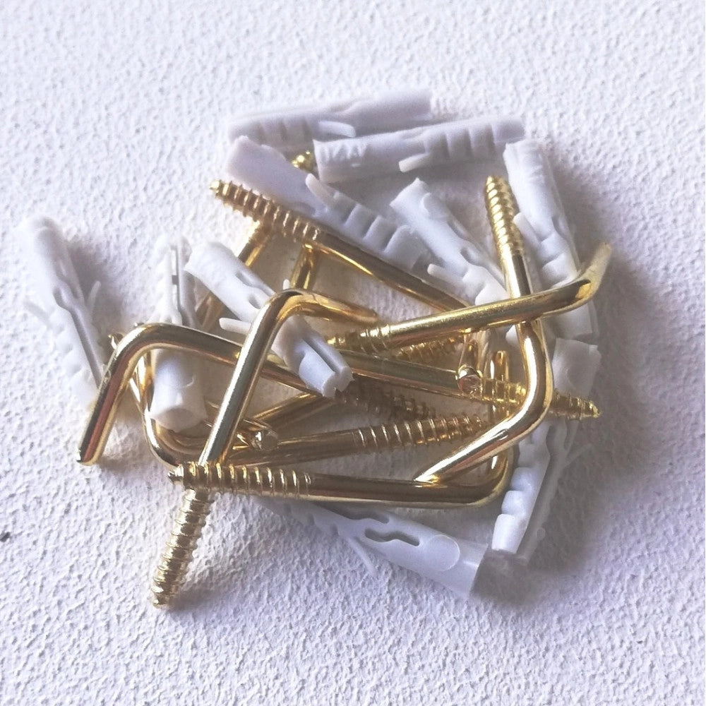 Appendi quadro tassello da 4mm con gancio ottone - scatolo da 10pz