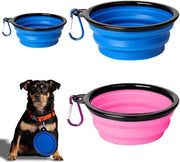 Portatile per cani - 3 set di tavoli da viaggio pieghevoli - ciotola da viaggio trasportabile per cani - biberon di silicone impermeabile - con anello di cintura - per cani e gatti - acqua e cibo - 1000 ml + 350 ml.