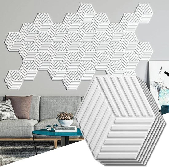 Pannelli da parete 3D, 33 pezzi, decorazione per parete da gioco, bianchi, per soggiorno e camera da letto, decorazione per parete TV, 30 x 30 cm