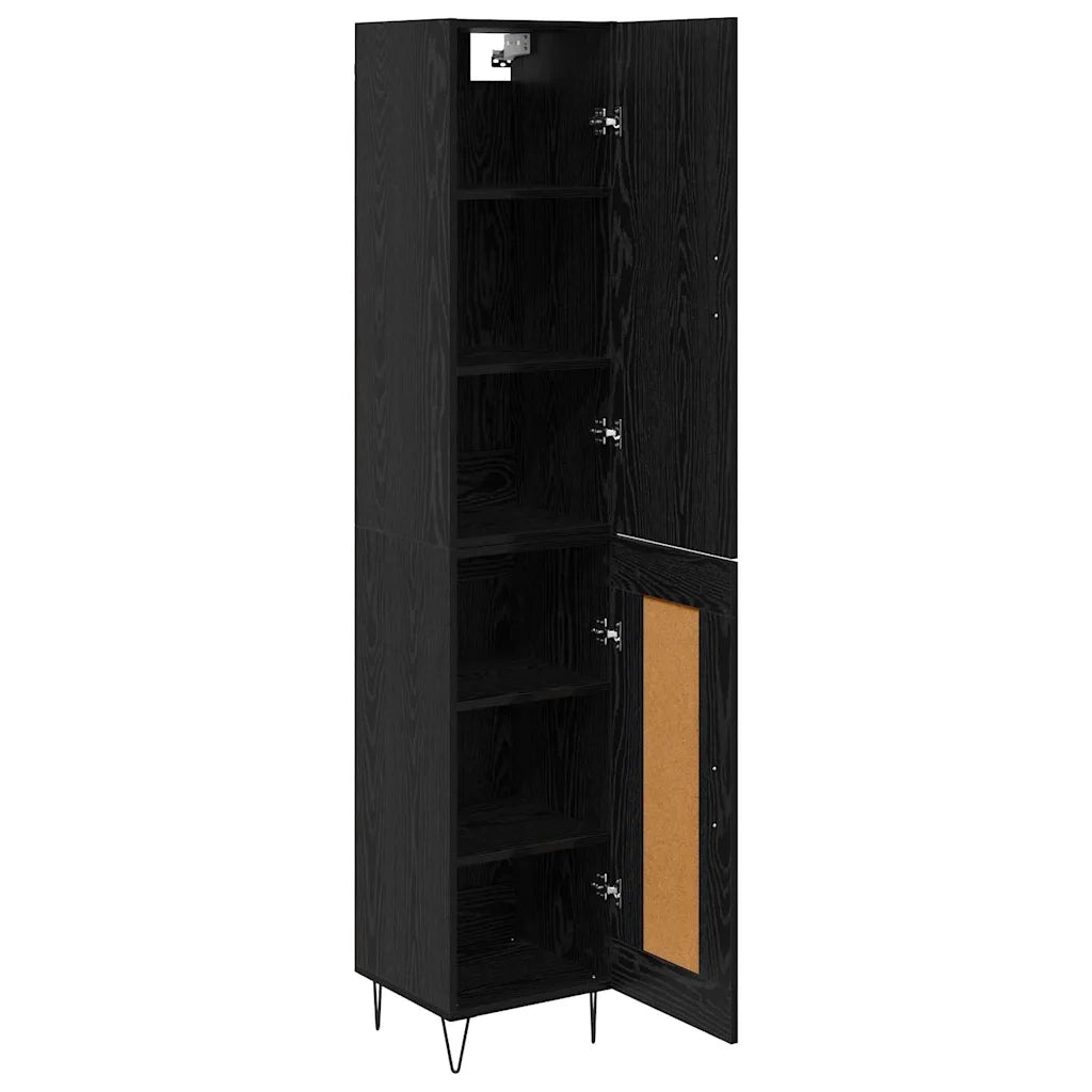 Credenza-Buffet-Armadio da cucina Rovere Nero 69,5 x 34 x 180 cm Legno multistrato 562660