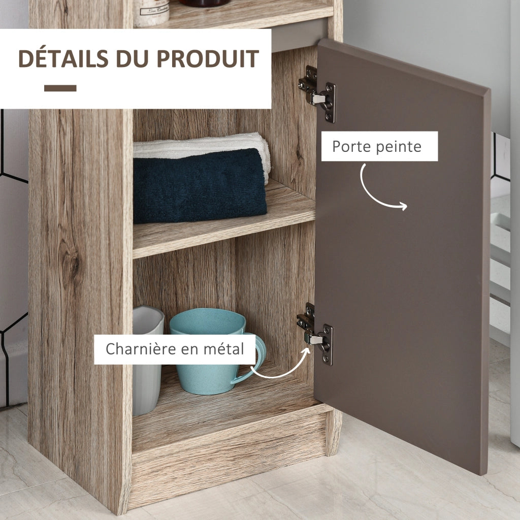 Armadietto Colonna per Bagno ¨C Zephmum ¨C Legno Rovere Grigio 30x24x170