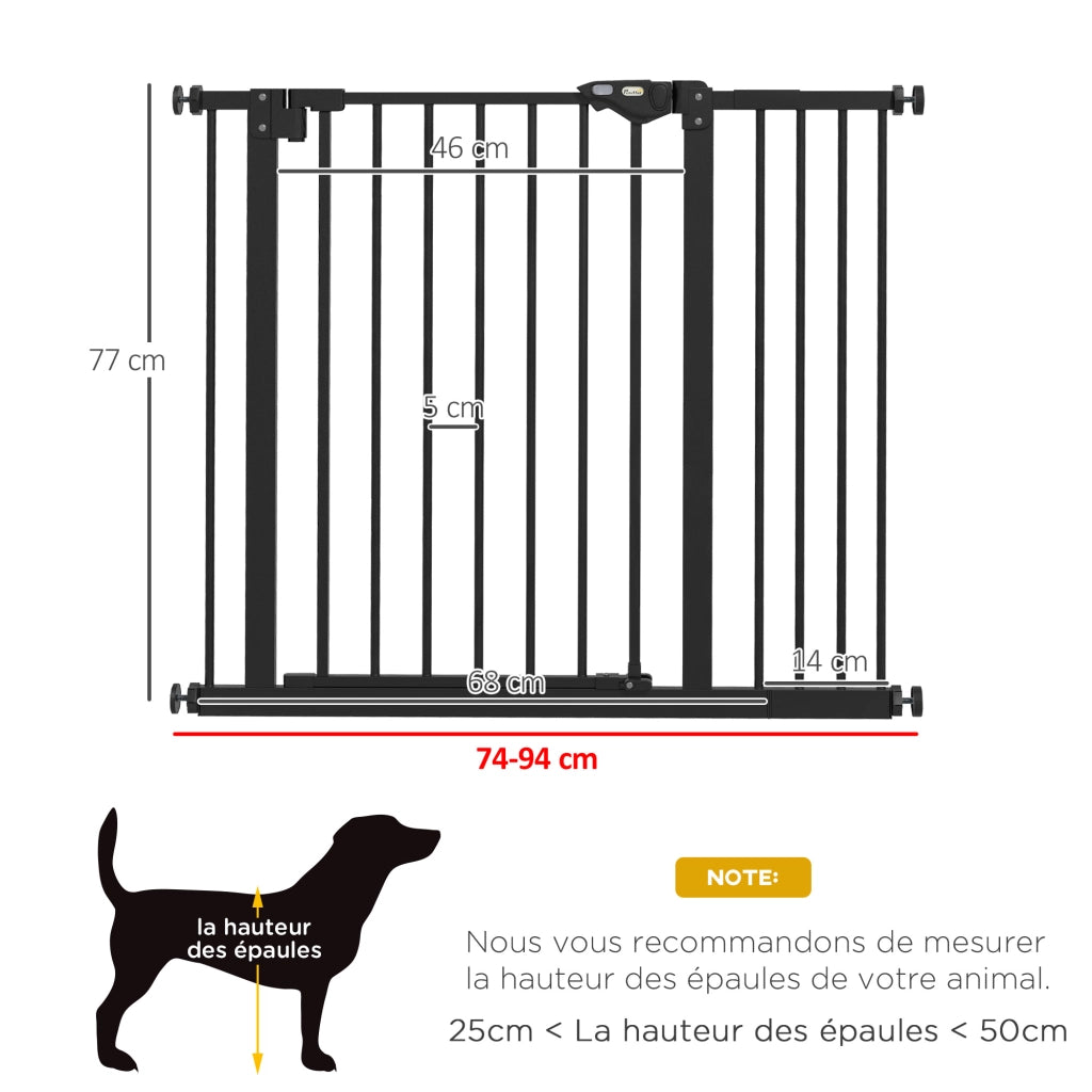 Barriera di sicurezza per animali con porta e chiusura automatica ¨C Minimal ¨C Nero, 1 estensione
