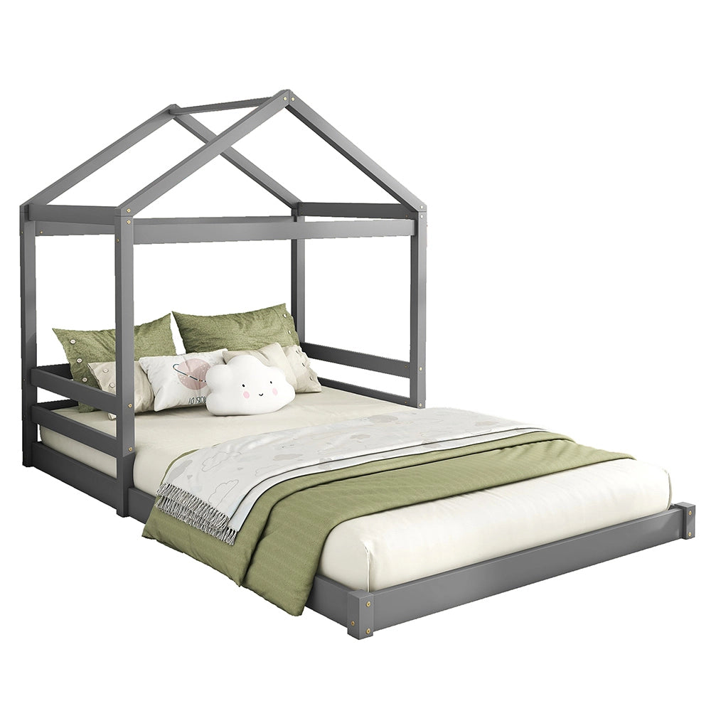 Letto a castello per bambini - Xylo - 140x200 cm - Grigio - In legno di pino senza materasso