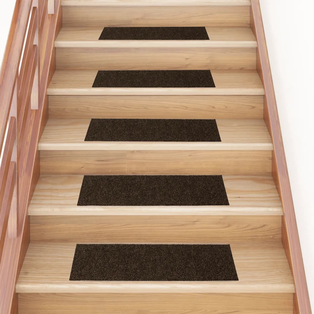 Tappetini per scale autoadesivi 30 pz 76x20 cm marrone rettangolari 3365727