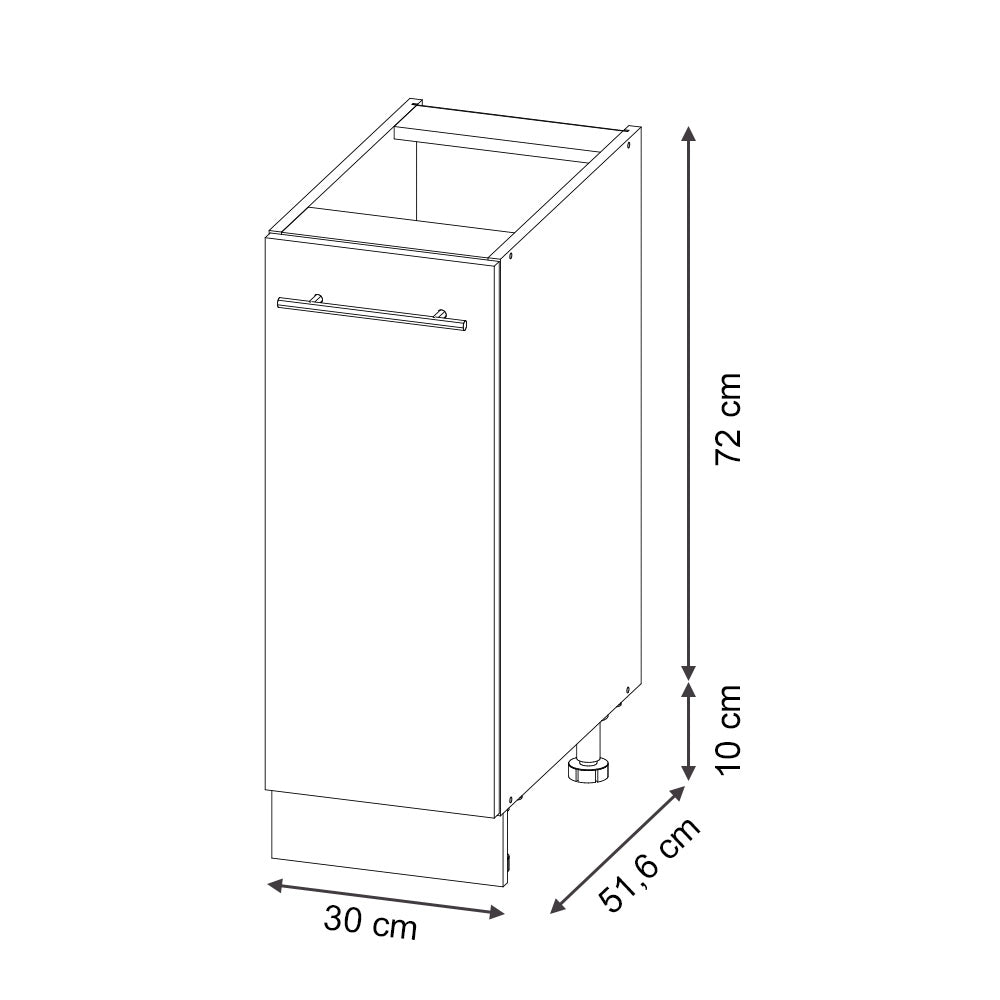 Armadio cucina dispensa alto Fame-Line Bianco lucido/Rovere dorato 30 cm, PL Marmo Vicco