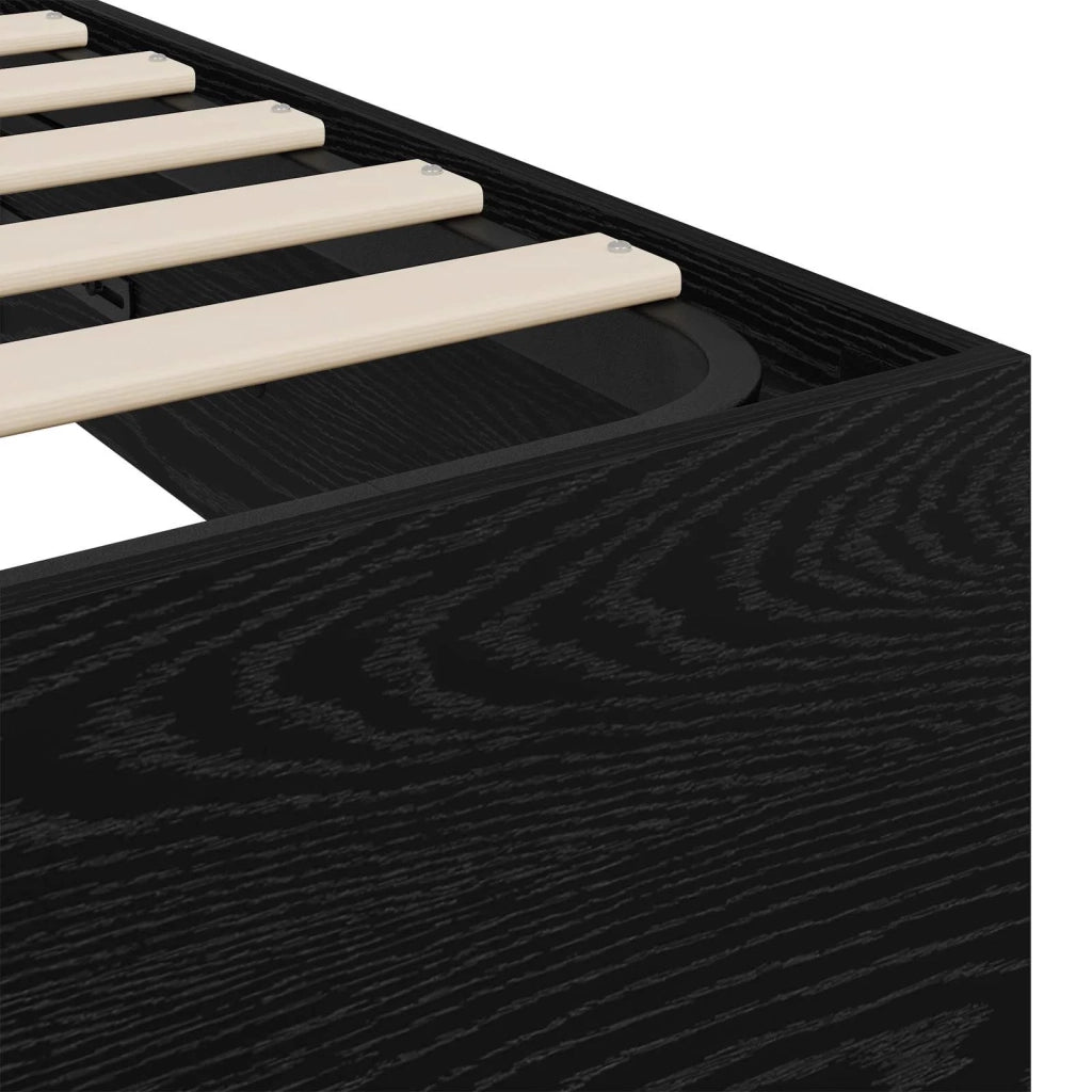Letto ottomano con archiviazione Rovere Nero 203 x 150 x 25 cm 3409222