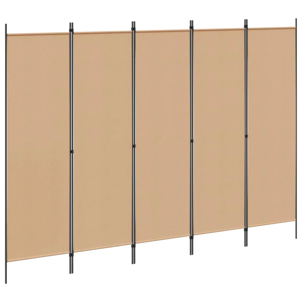 Paravento a 5 Pannelli Beige 250 x 180 cm Tessuto 42039195