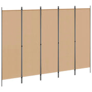 Paravento a 5 Pannelli Beige 250 x 180 cm Tessuto 42039195