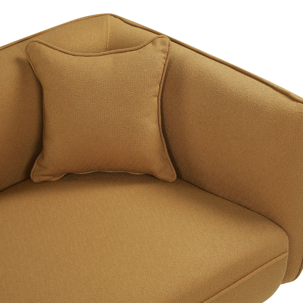 Chaise longue Destra in poliestere giallo con cuscino e gambe metallo da salotto