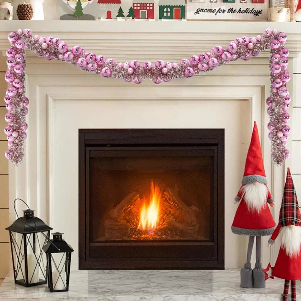 Ghirlanda di Palline di Natale Rosa 186 cm Polistirolo CFW7619260