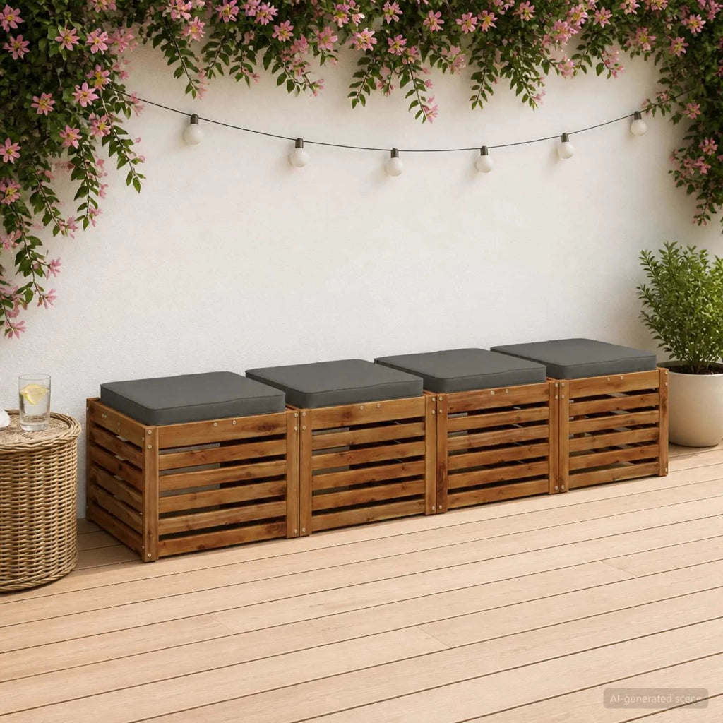 Cuscini per Sedia in 4 Pezzi VUGHT 4 pcs 100% Poliestere Grigio 946277