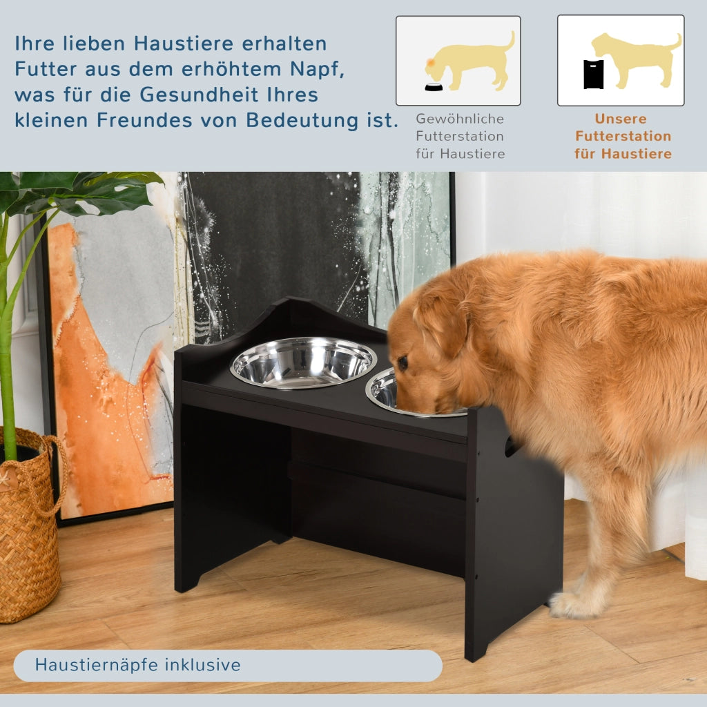 MANGIATOIA regolabile per cani e gatti 54x31,5x47 cm MDF marrone caffè