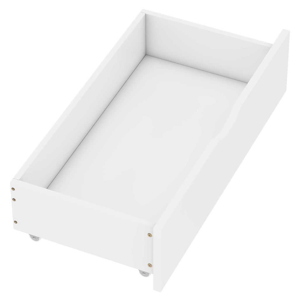OKWISH Letto a Castello 90×200 cm e 180×200 cm, Letto 3 Posti con Letto Estraibile, 2 Cassetti e Ripiani, senza Materasso, Bianco