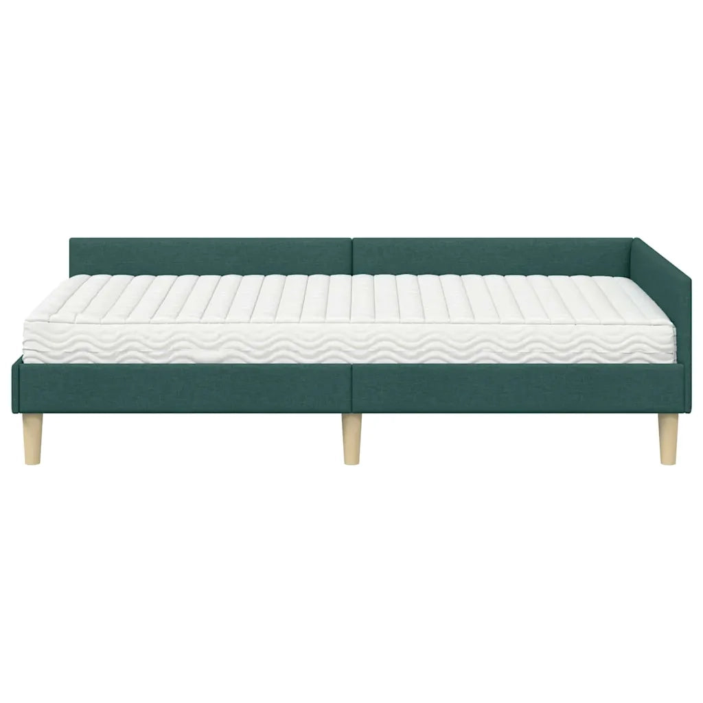 Struttura Letto Angolare con Materasso 2 pz-Giroletto con materasso Verde Tessuto 818159