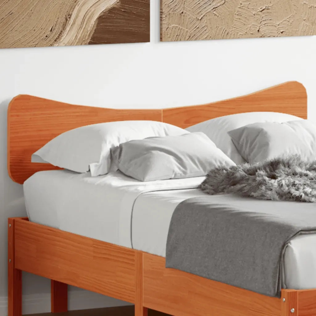 Testiera-Testata-Testiera Decorativa Marrone Cera 135 cm in Legno Massello di Pino 600388