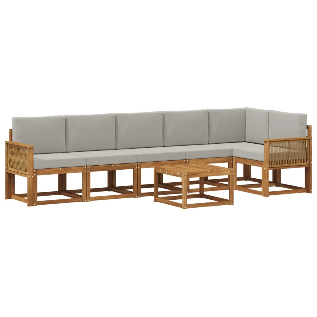 Set di divani da esterno 7 pz Naturale e Grigio Chiaro 3385277