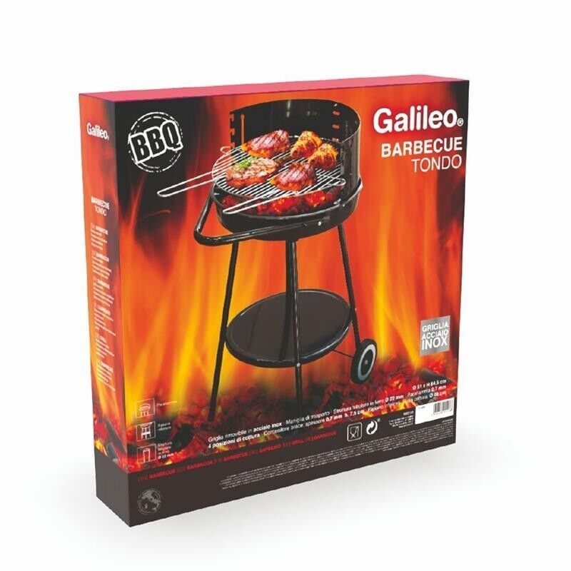 BARBECUE TONDO NERO CON RUOTE 51X84,5CM