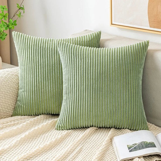 Copridivano in corduroy - 50 x 50 cm - Piumone per divano - Decorativo - Copertina morbida per cuscino di design - 50 x 50 cm - Copridivano per divano, poltrona e sedia - Per camera da letto e soggiorno - Verde oliva