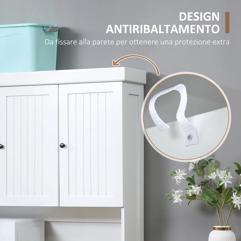 Mobile dispensa cucina con armadietti e cassetto in legno bianco stile country ¨C Xylo ¨C 101x39x180cm
