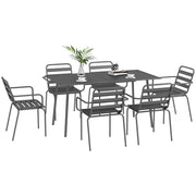 Set pranzo giardino 7 pezzi con tavolo e 6 sedie impilabili ¨C Xylo ¨C acciaio grigio antracite