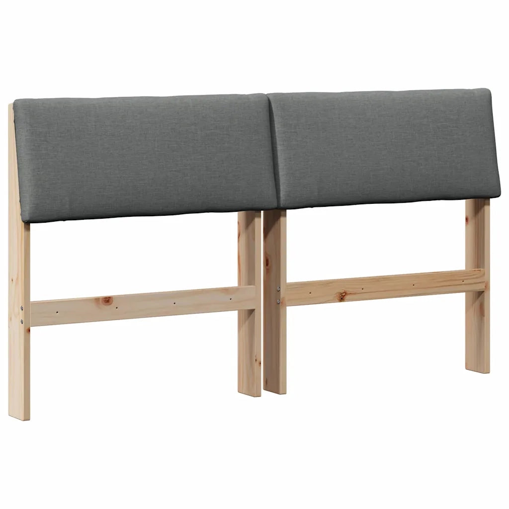 Testiera | Testata imbottita Grigio scuro 140 cm Pino massello