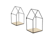 SET 2 BACHECHE STILE INDUSTRIAL 20-15CM CON DESIGN A CASETTA STRUTTURA NERA