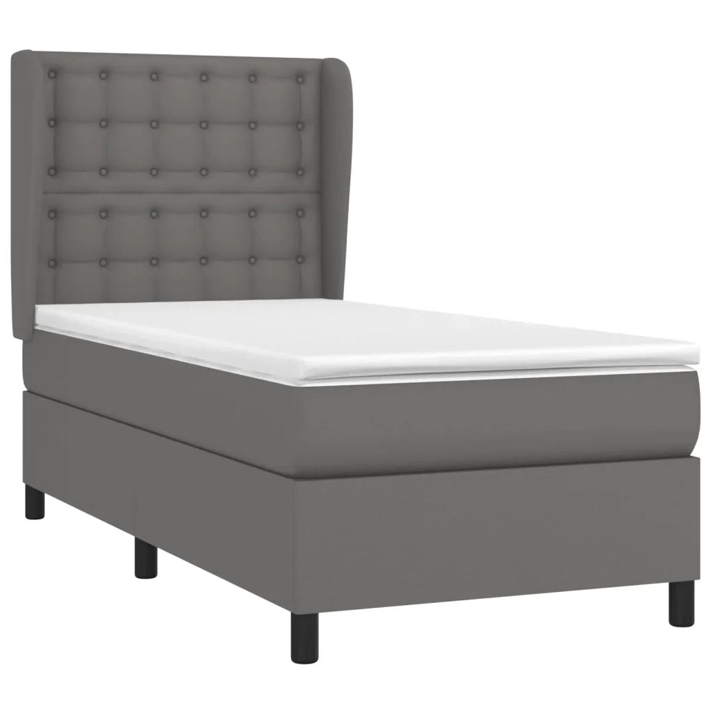 Giroletto a Molle con Materasso-Struttura Letto con Materasso Grgio 80x200 cm in Similpelle 914797