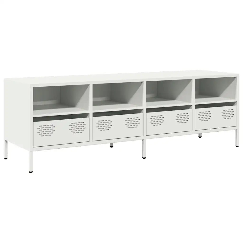 Mobile TV | Armadietto TV | Mobile Porta TV Bianco 135x39x43,5 cm in Acciaio Laminato a Freddo