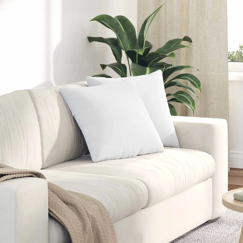 Cuscini da Divano 2 pz-Set di 2 Cuscini per Sofa Bianco 45 x 45 cm Tessuto