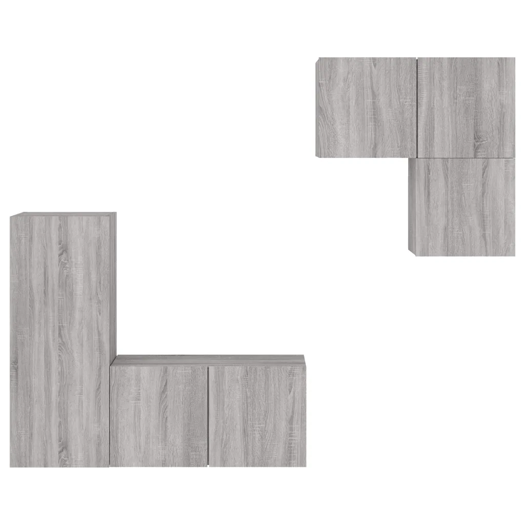 Mobili TV a Muro 4pz | Armadietto TV | Mobile Porta TV Grigio Sonoma in Legno Multistrato