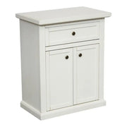 Morbiletto 1 cassetto e 2 ante arte povera in legno massello e mdf con rifinitura in bianco 64x32x75 H