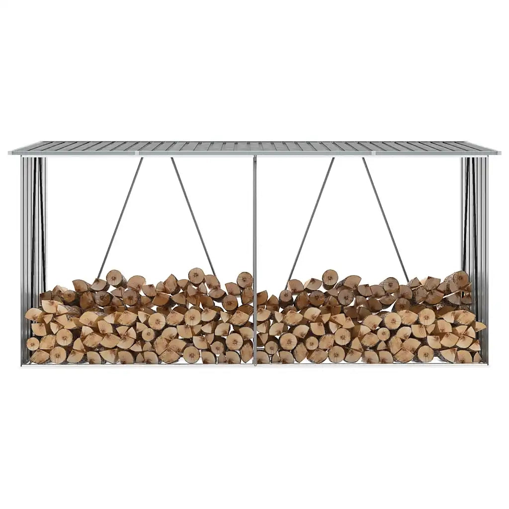Capannone da Giardino in Acciaio Zincato 330x84x152cm Grigio 44859