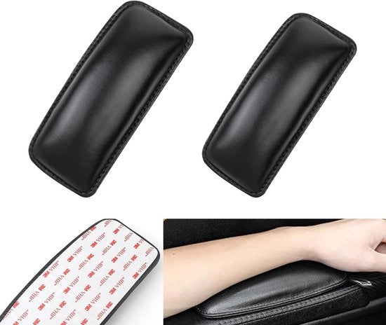 Set di cuscini per bracciolo da 2 - Copertura auto per bracciolo - Adesivo auto - Protezioni ginocchiali in pelle - Molto morbido e confortevole - 18 x 8 x 3 cm - Bracciolo di sostegno