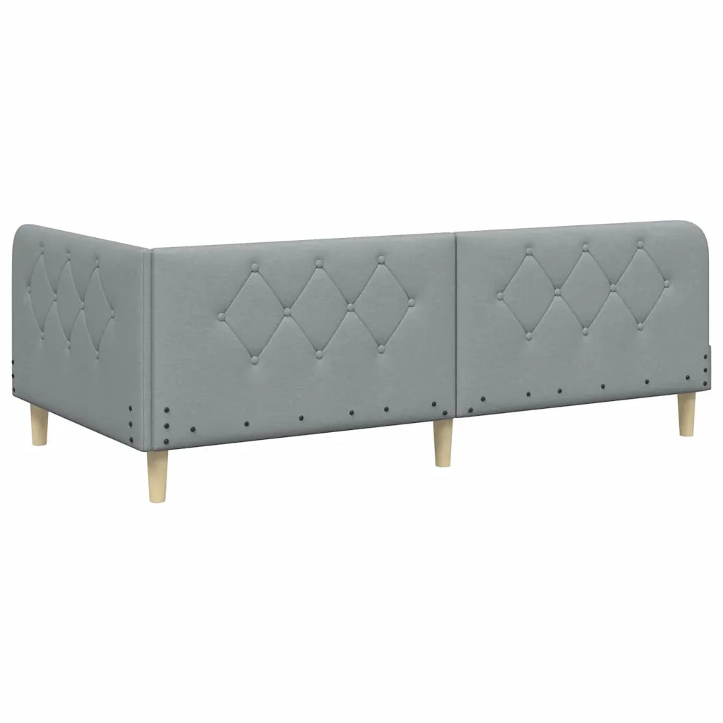 Cornice del letto ad angolo Grigio chiaro 90 x 190 cm Tessuto 3394109