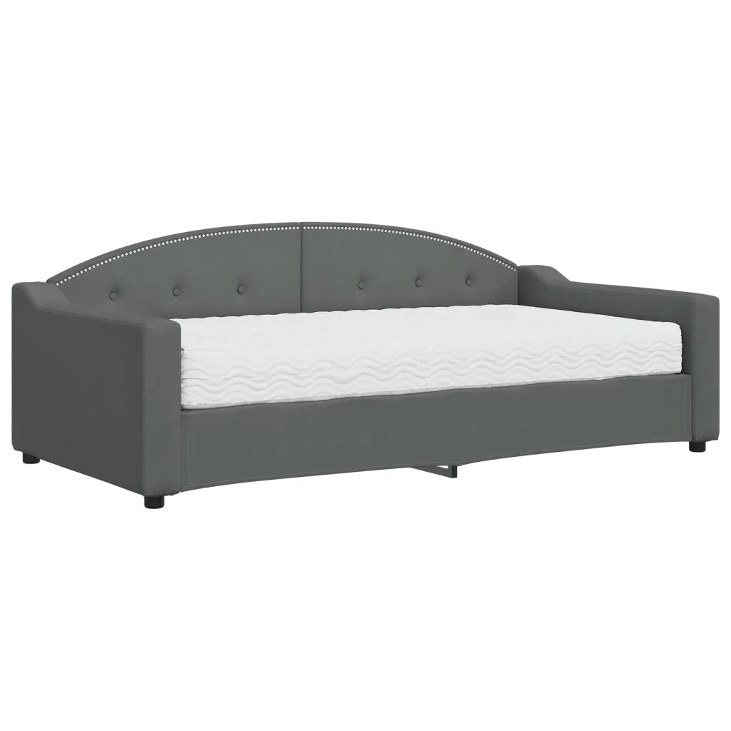 Divano Letto con Materasso Grigio Scuro 90x190 cm in Tessuto 3197523