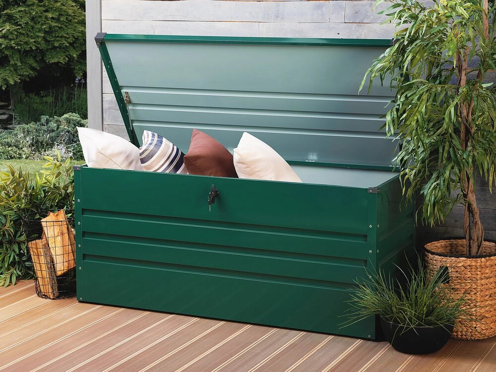 Cesta baule portaoggetti da esterno in acciaio zincato verde 400 lt giardino industriale