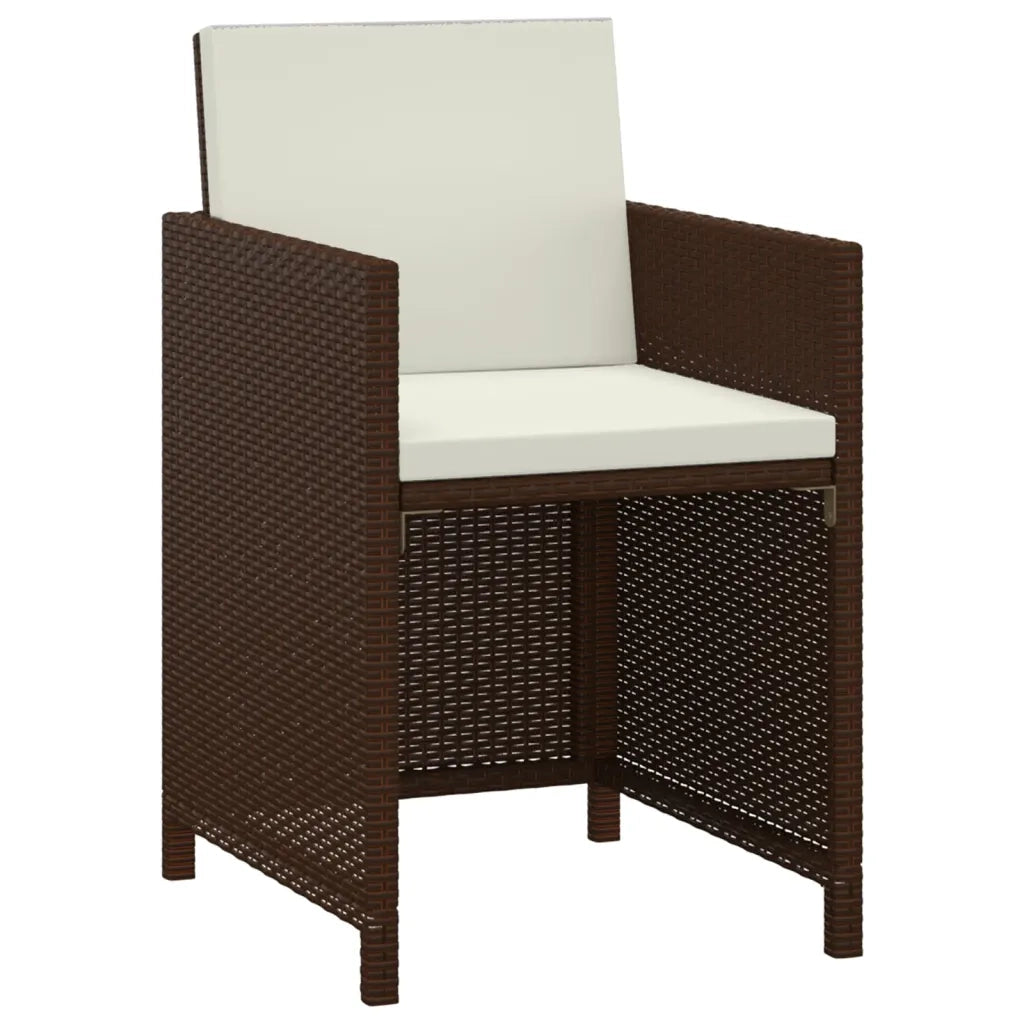 Set da Pranzo da Giardino 3 pz e Cuscini in Polyrattan Marrone 3095492