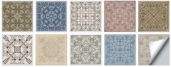 Set di 10 adesivi per piastrelle autoadesivi 10 x 10 cm decorazione per piastrelle per parete adesivi per casa, idonei per bagno, resistenti all'olio, pvc impermeabili, decorazione per parete, adatti per soggiorno, cucina, bagno.