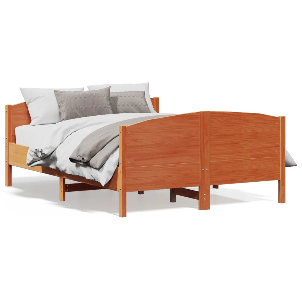 Giroletto senza Materasso-Struttura Letto Marrone Cera 140x200cm Massello Pino 748234