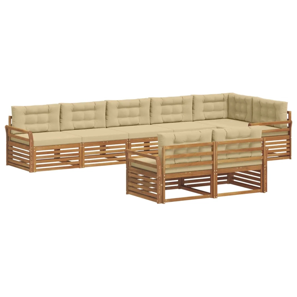 Set di divani da esterno con cuscino 8 pcs Naturale e Beige 3373663