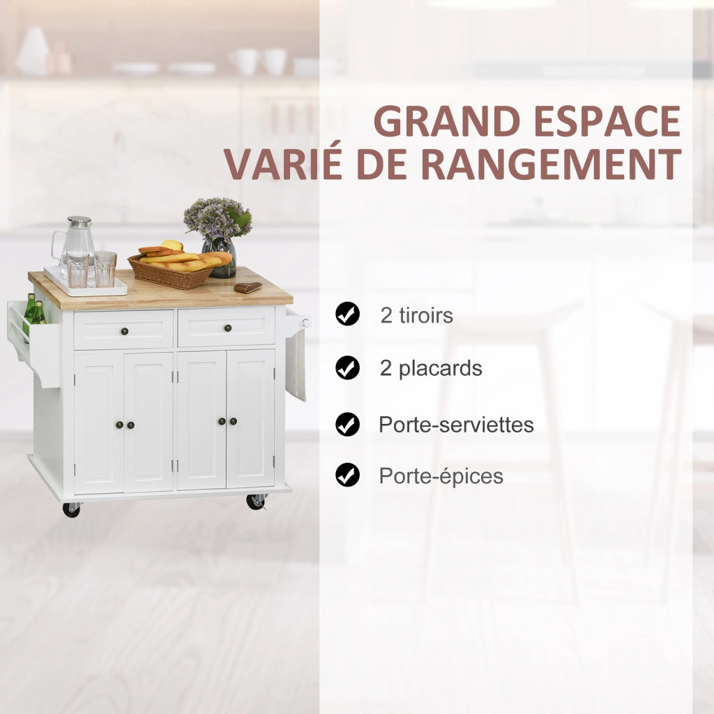 Carrello da cucina con cassetti e scaffali portabottiglie ¨C Xylo ¨C MDF bianco legno hevea