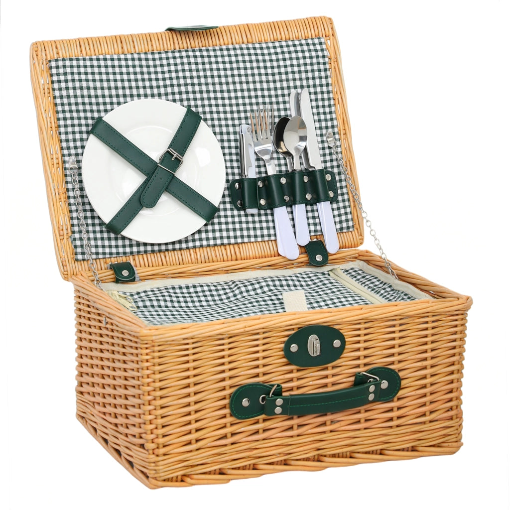 Cesta da picnic in vimini per 2 persone ¨C Xylo ¨C con scomparto isolante e set posate marrone chiaro