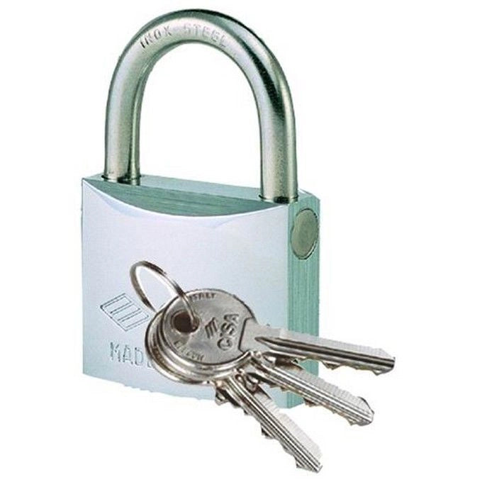 Cisa 26022 Marine Lucchetto Ottone Cromato Arco Acciaio Inox 50 mm Doppia Chiusura colore Cromato