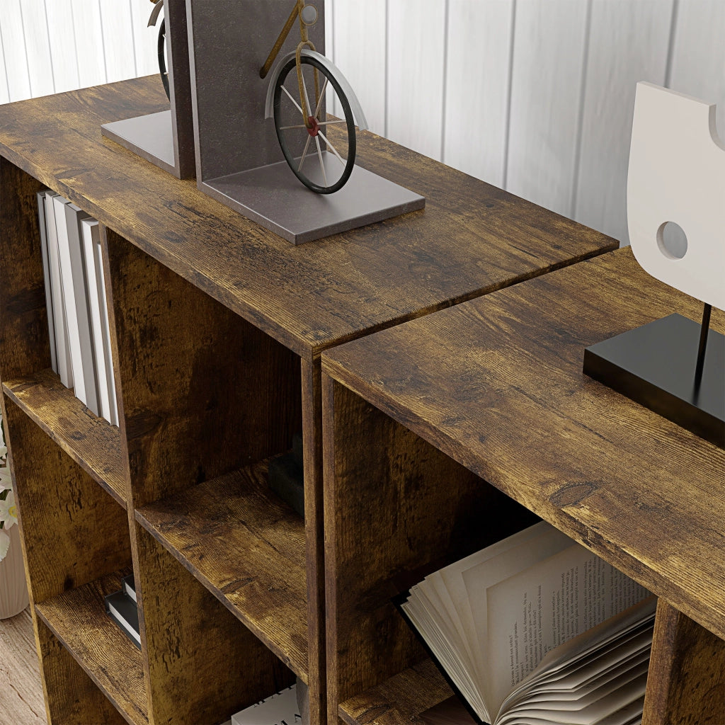 Libreria a Cubi Design Rustico 61,5x29,5x91,5 cm Rivestimento in Melamina Marrone Rustico