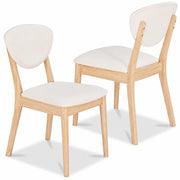 Set 2 Sedie da Pranzo in Legno Chiaro Rivestimento in Tessuto Crema 52x47x84 cm