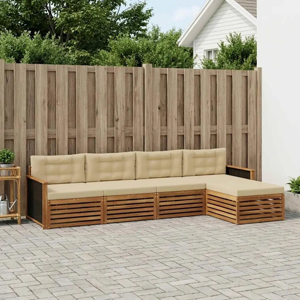 Set di divani da esterno 5 pcs Naturale e Beige Poliestere 3383226